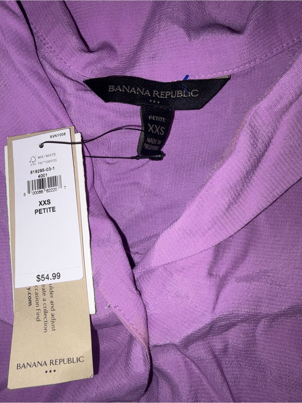 NWT Banana Republic Petite Lavender Short Sleeve Button Blouse XXS - Picture 3 of 6